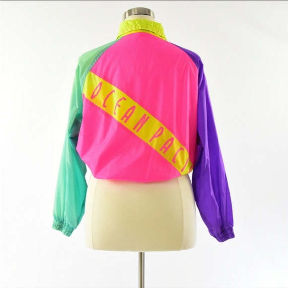 80s Vintage Women’s Neon Barbiecore Windbreaker Jacket - Picture 3 of 5